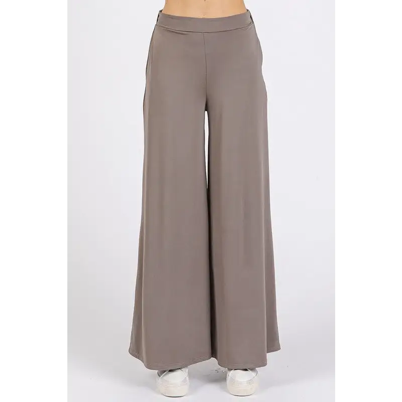 Yoga Air Stretch Elastic Waist Wide Leg Pants.