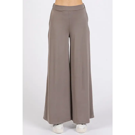 Yoga Air Stretch Elastic Waist Wide Leg Pants.