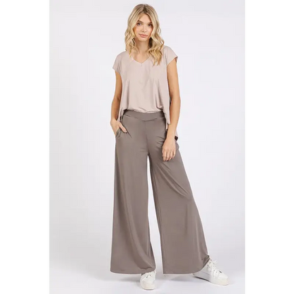 Yoga Air Stretch Elastic Waist Wide Leg Pants.