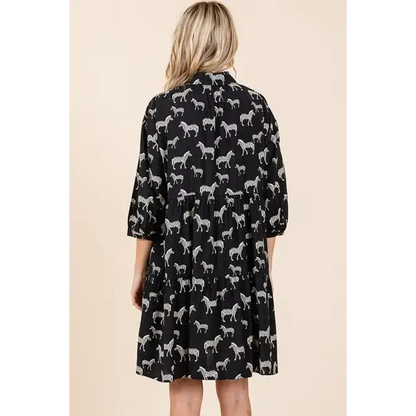 Zebra Print Button Down Shirt Mini Dress.