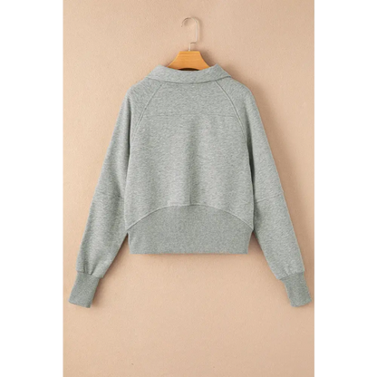 Zip Up Stand Collar Ribbed Thumbhole Sleeve Sweatshirt.