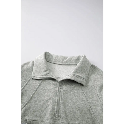 Zip Up Stand Collar Ribbed Thumbhole Sleeve Sweatshirt.