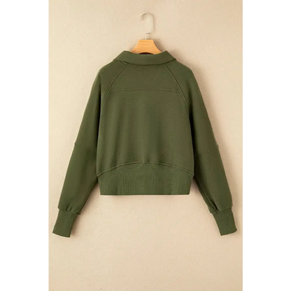 Zip Up Stand Collar Ribbed Thumbhole Sleeve Sweatshirt.