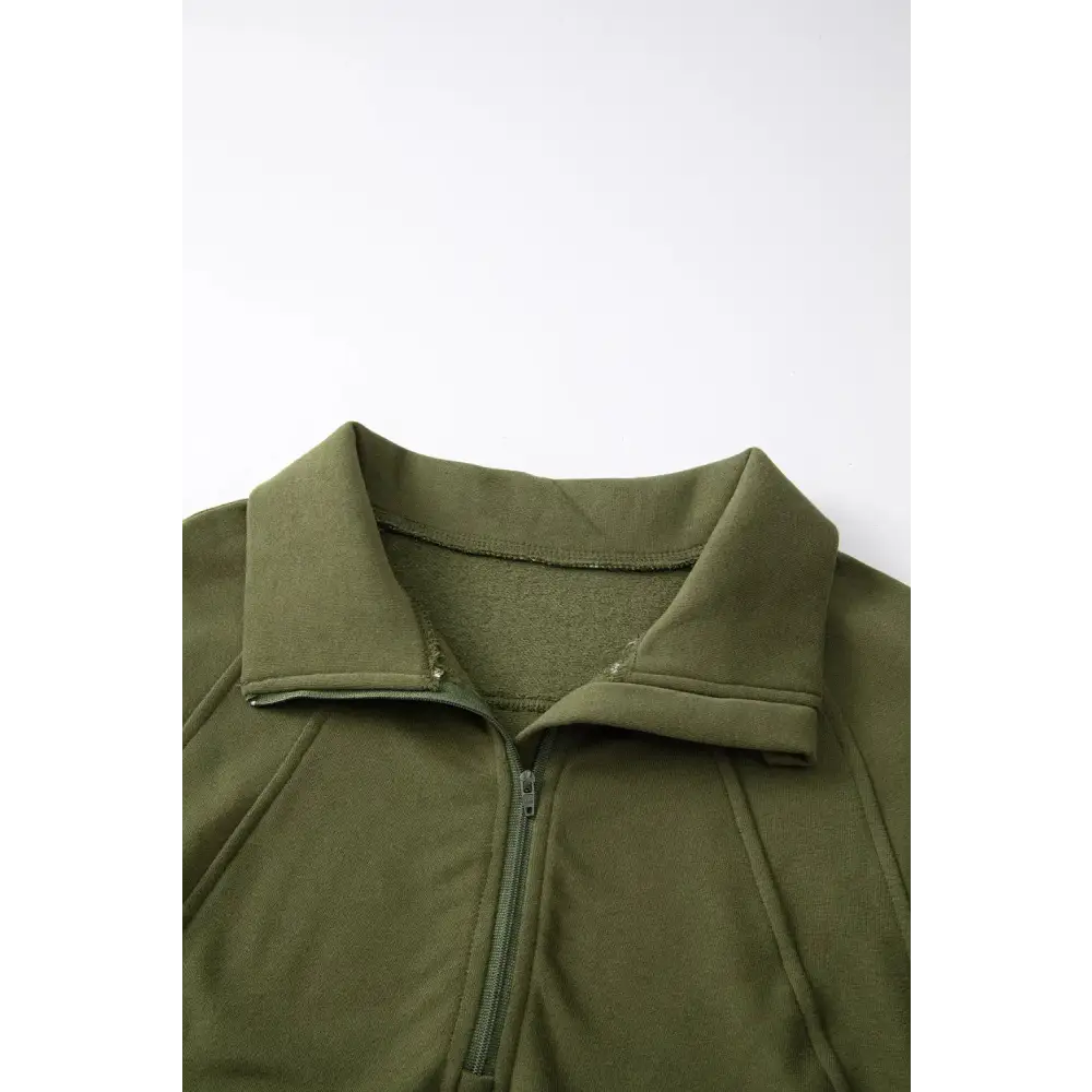 Zip Up Stand Collar Ribbed Thumbhole Sleeve Sweatshirt.